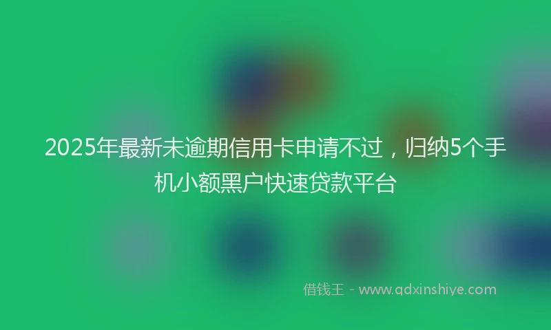 2025年最新未逾期信用卡申请不过，归纳5个手机小额黑户快速贷款平台