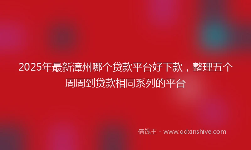 2025年最新漳州哪个贷款平台好下款，整理五个周周到贷款相同系列的平台