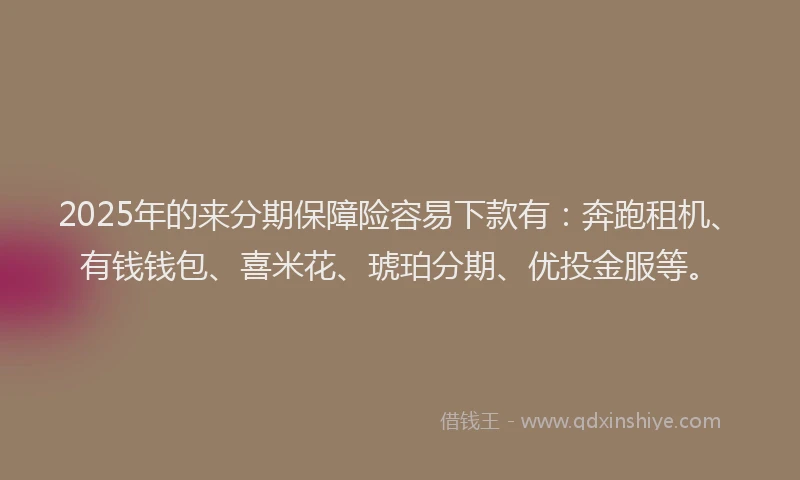 2025年的来分期保障险容易下款有：奔跑租机、有钱钱包、喜米花、琥珀分期、优投金服等。