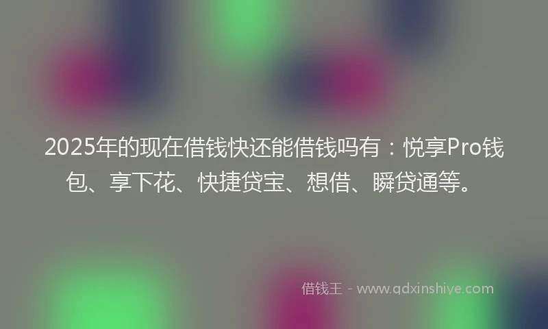 2025年的现在借钱快还能借钱吗有：悦享Pro钱包、享下花、快捷贷宝、想借、瞬贷通等。