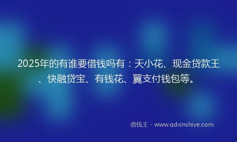 2025年的有谁要借钱吗有：天小花、现金贷款王、快融贷宝、有钱花、翼支付钱包等。