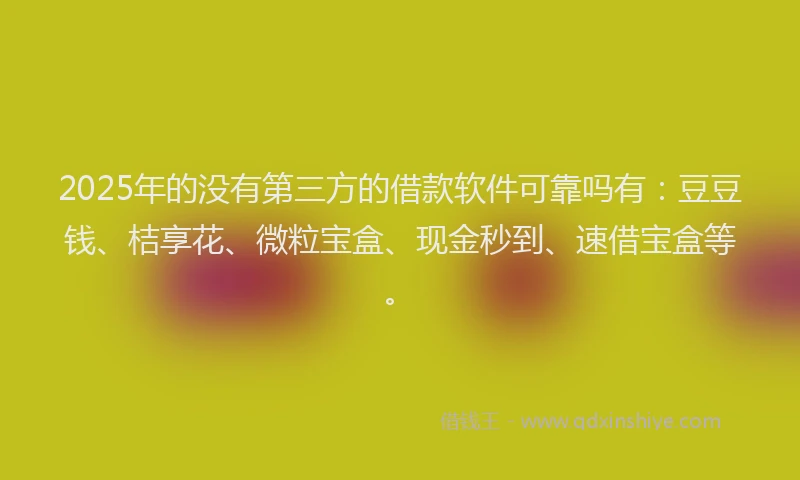 2025年的没有第三方的借款软件可靠吗有：豆豆钱、桔享花、微粒宝盒、现金秒到、速借宝盒等。