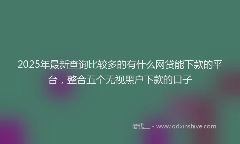 2025年最新查询比较多的有什么网贷能下款的平台，整合五个无视黑户下款的口子