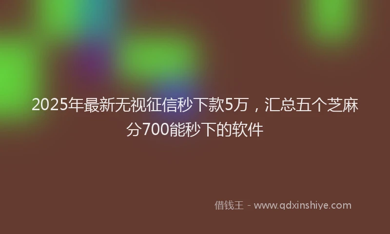 2025年最新无视征信秒下款5万，汇总五个芝麻分700能秒下的软件