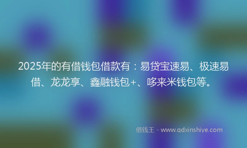 2025年的有借钱包借款有：易贷宝速易、极速易借、龙龙享、鑫融钱包+、哆来米钱包等。