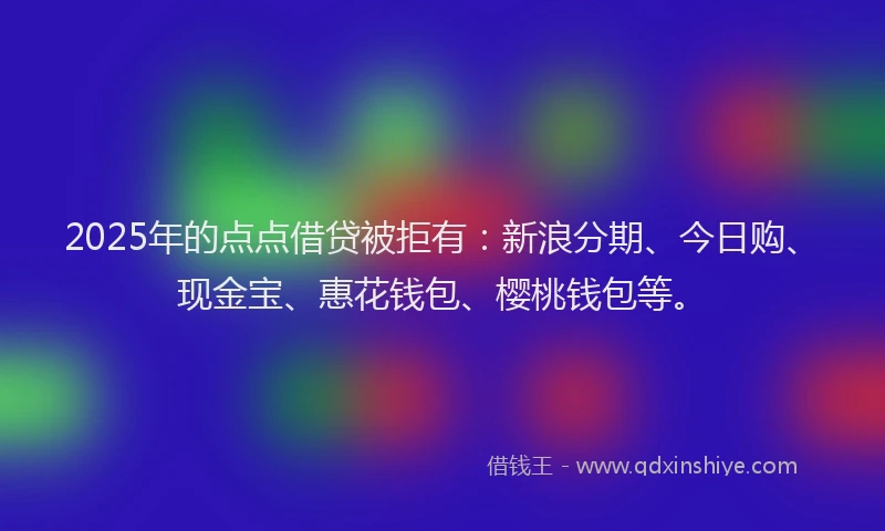 2025年的点点借贷被拒有：新浪分期、今日购、现金宝、惠花钱包、樱桃钱包等。