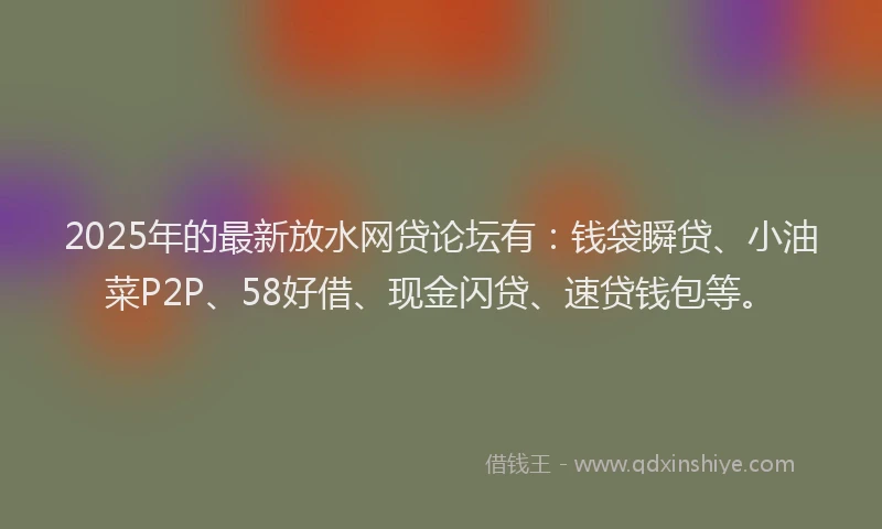 2025年的最新放水网贷论坛有：钱袋瞬贷、小油菜P2P、58好借、现金闪贷、速贷钱包等。