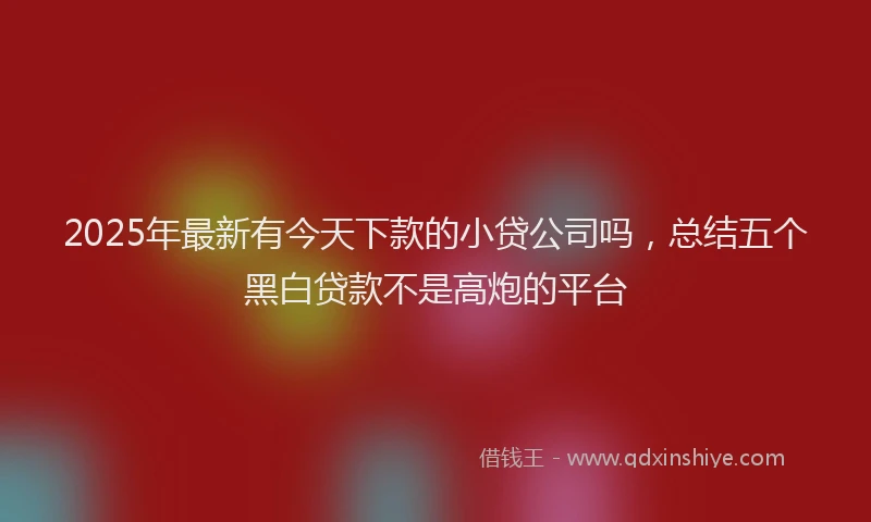 2025年最新有今天下款的小贷公司吗，总结五个黑白贷款不是高炮的平台