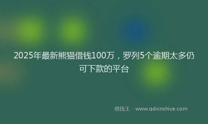 2025年最新熊猫借钱100万，罗列5个逾期太多仍可下款的平台
