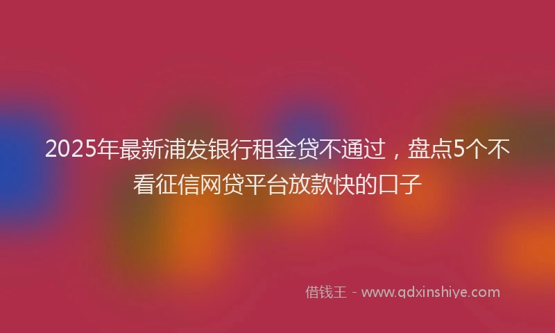 2025年最新浦发银行租金贷不通过，盘点5个不看征信网贷平台放款快的口子