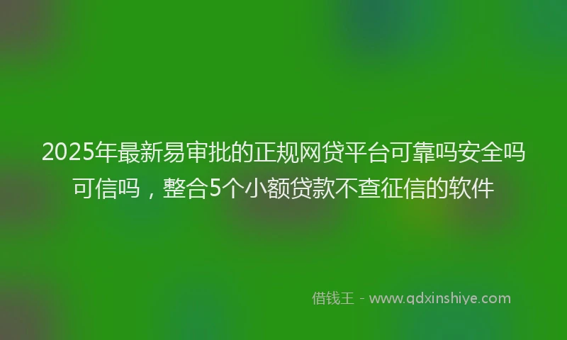 2025年最新易审批的正规网贷平台可靠吗安全吗可信吗，整合5个小额贷款不查征信的软件