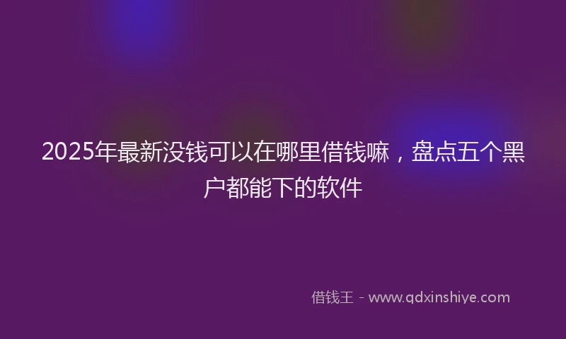2025年最新没钱可以在哪里借钱嘛，盘点五个黑户都能下的软件