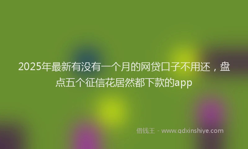 2025年最新有没有一个月的网贷口子不用还，盘点五个征信花居然都下款的app