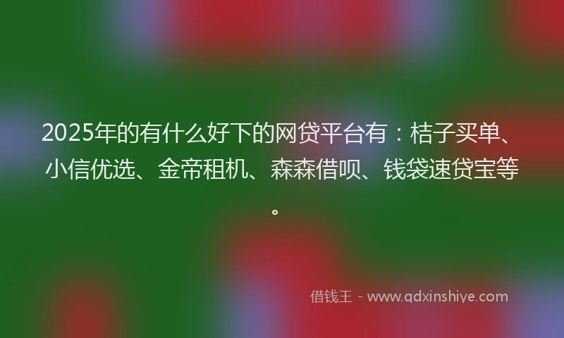 2025年的有什么好下的网贷平台有：桔子买单、小信优选、金帝租机、森森借呗、钱袋速贷宝等。