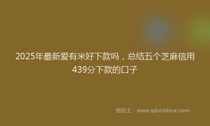 2025年最新爱有米好下款吗，总结五个芝麻信用439分下款的口子