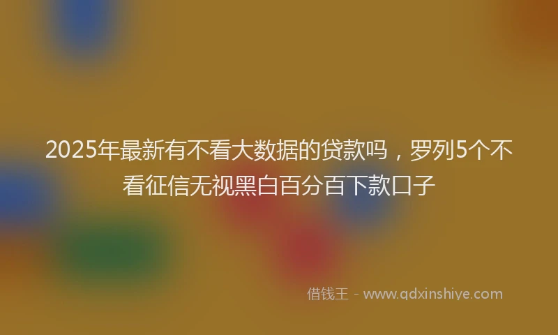 2025年最新有不看大数据的贷款吗，罗列5个不看征信无视黑白百分百下款口子