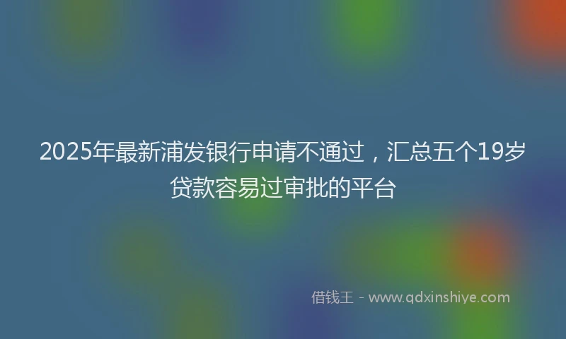 2025年最新浦发银行申请不通过，汇总五个19岁贷款容易过审批的平台