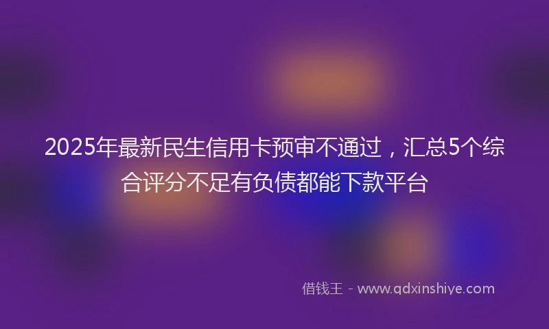 2025年最新民生信用卡预审不通过，汇总5个综合评分不足有负债都能下款平台