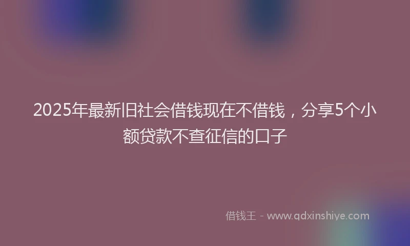 2025年最新旧社会借钱现在不借钱，分享5个小额贷款不查征信的口子