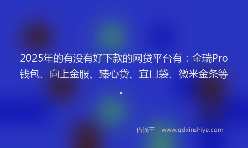 2025年的有没有好下款的网贷平台有：金瑞Pro钱包、向上金服、臻心贷、宜口袋、微米金条等。
