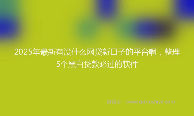 2025年最新有没什么网贷新口子的平台啊，整理5个黑白贷款必过的软件