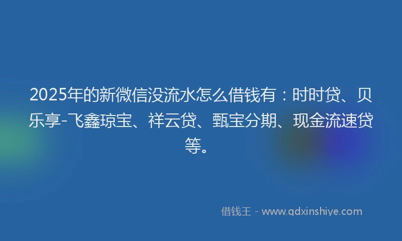 2025年的新微信没流水怎么借钱有：时时贷、贝乐享-飞鑫琼宝、祥云贷、甄宝分期、现金流速贷等。