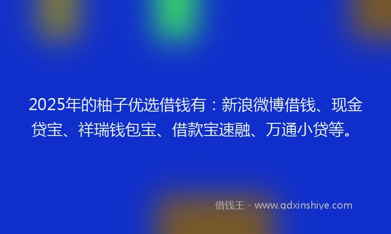 2025年的柚子优选借钱有：新浪微博借钱、现金贷宝、祥瑞钱包宝、借款宝速融、万通小贷等。