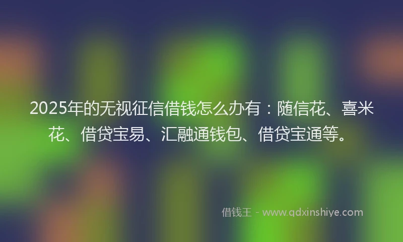 2025年的无视征信借钱怎么办有：随信花、喜米花、借贷宝易、汇融通钱包、借贷宝通等。