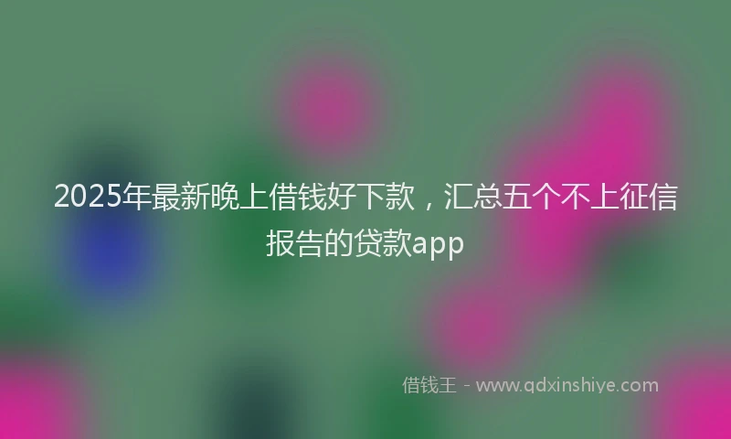 2025年最新晚上借钱好下款，汇总五个不上征信报告的贷款app