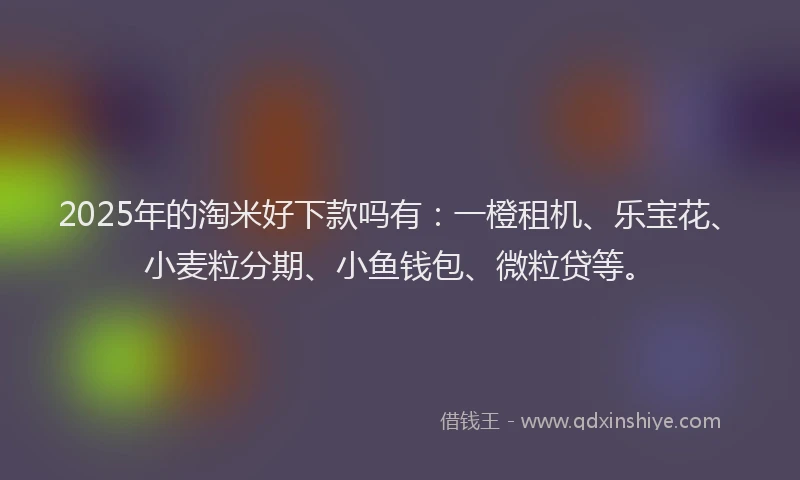 2025年的淘米好下款吗有：一橙租机、乐宝花、小麦粒分期、小鱼钱包、微粒贷等。