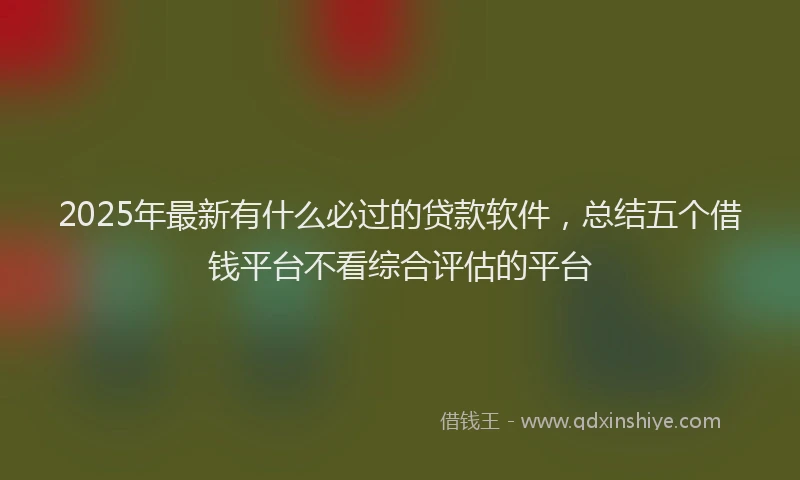 2025年最新有什么必过的贷款软件，总结五个借钱平台不看综合评估的平台