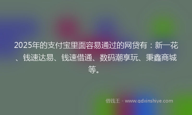 2025年的支付宝里面容易通过的网贷有：新一花、钱速达易、钱速借通、数码潮享玩、秉鑫商城等。