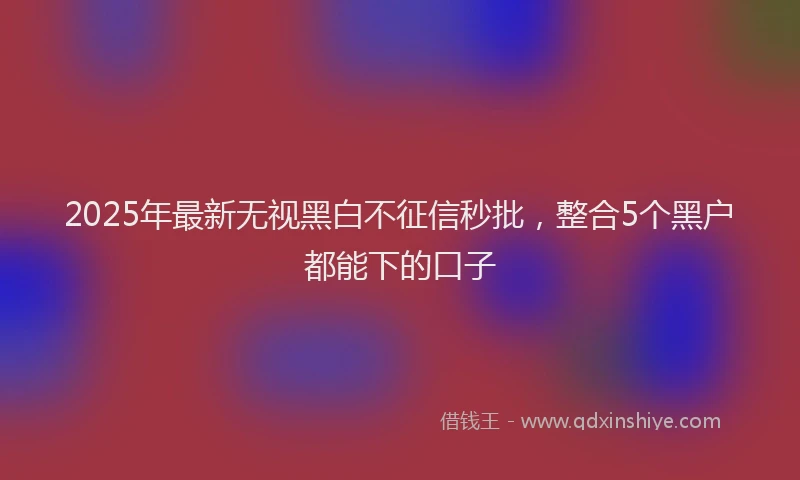 2025年最新无视黑白不征信秒批，整合5个黑户都能下的口子