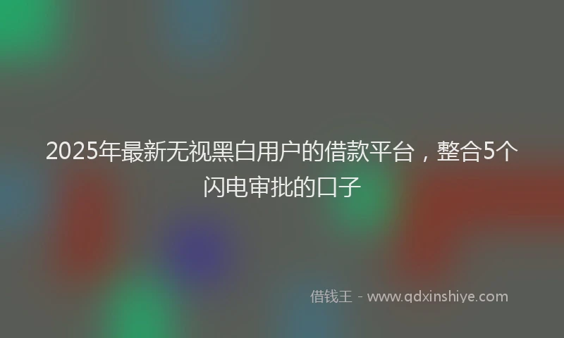2025年最新无视黑白用户的借款平台，整合5个闪电审批的口子
