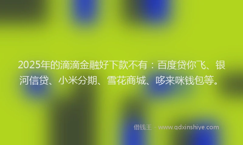 2025年的滴滴金融好下款不有：百度贷你飞、银河信贷、小米分期、雪花商城、哆来咪钱包等。