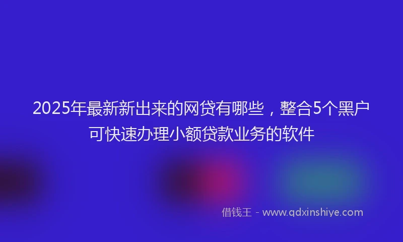 2025年最新新出来的网贷有哪些，整合5个黑户可快速办理小额贷款业务的软件