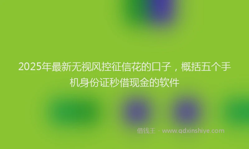 2025年最新无视风控征信花的口子，概括五个手机身份证秒借现金的软件