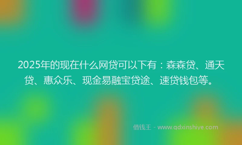 2025年的现在什么网贷可以下有:森森贷、通天贷、惠众乐、现金易融宝贷途、速贷钱包等。