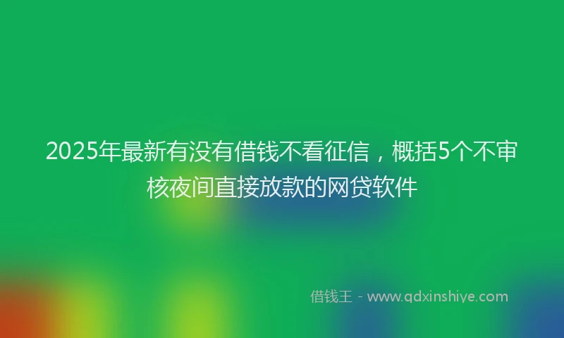 2025年最新有没有借钱不看征信，概括5个不审核夜间直接放款的网贷软件