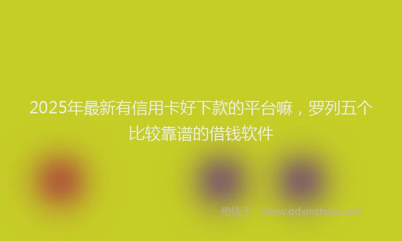 2025年最新有信用卡好下款的平台嘛，罗列五个比较靠谱的借钱软件