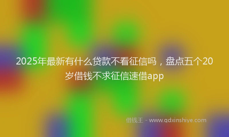 2025年最新有什么贷款不看征信吗，盘点五个20岁借钱不求征信速借app