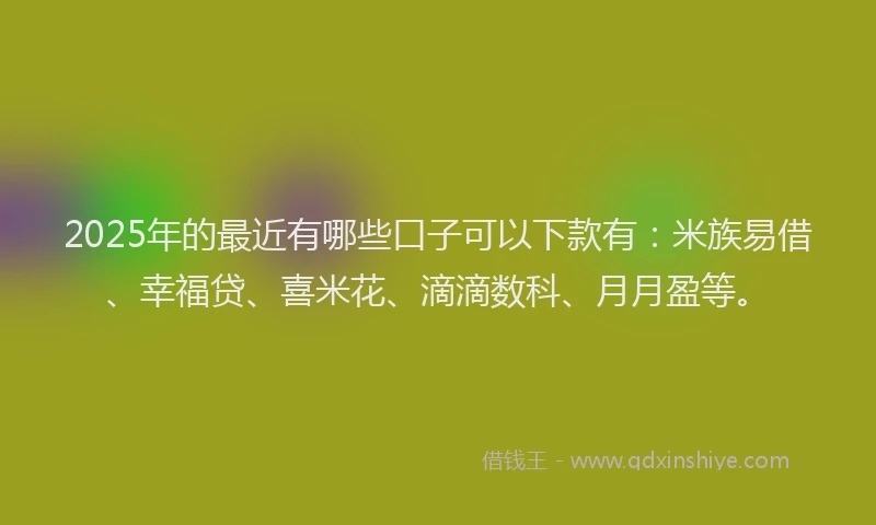 2025年的最近有哪些口子可以下款有：米族易借、幸福贷、喜米花、滴滴数科、月月盈等。
