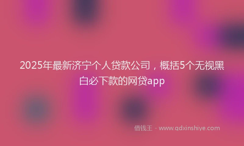 2025年最新济宁个人贷款公司，概括5个无视黑白必下款的网贷app