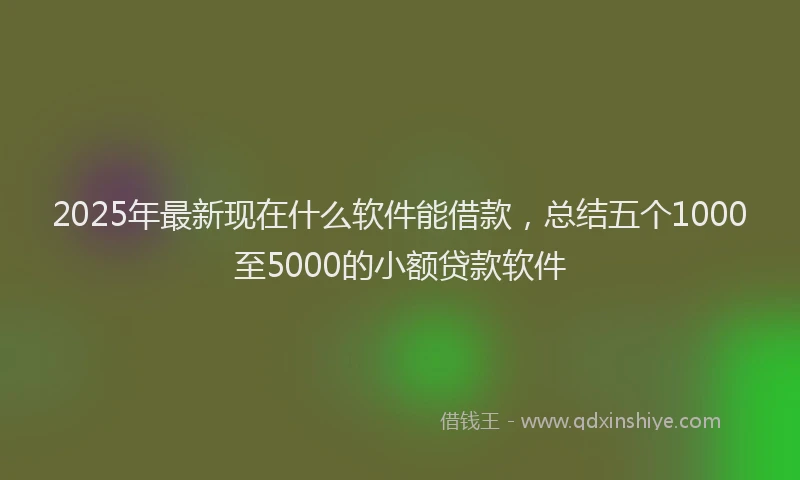 2025年最新现在什么软件能借款，总结五个1000至5000的小额贷款软件