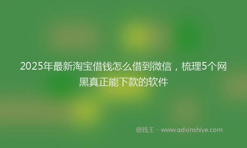 2025年最新淘宝借钱怎么借到微信，梳理5个网黑真正能下款的软件