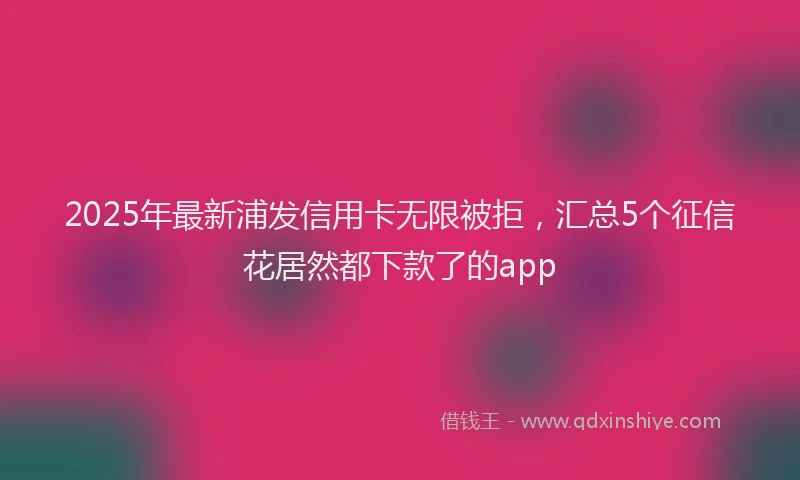 2025年最新浦发信用卡无限被拒，汇总5个征信花居然都下款了的app
