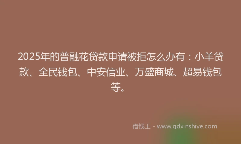 2025年的普融花贷款申请被拒怎么办有：小羊贷款、全民钱包、中安信业、万盛商城、超易钱包等。