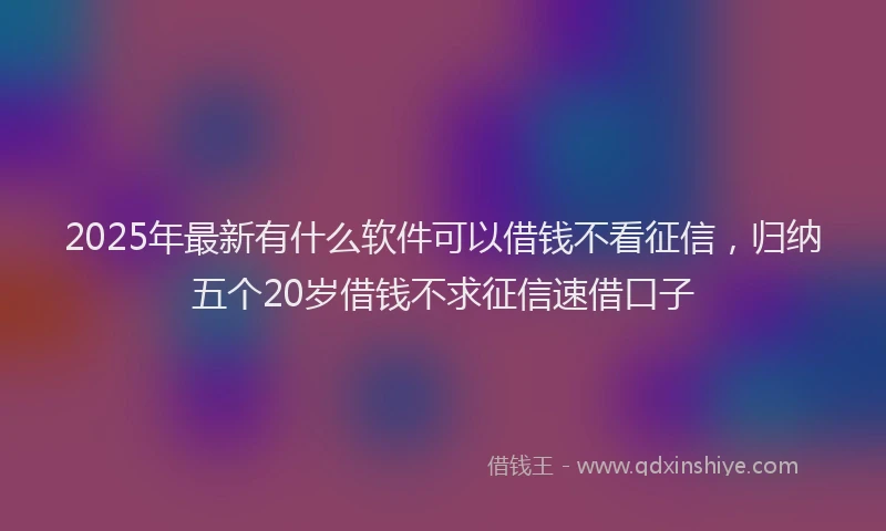 2025年最新有什么软件可以借钱不看征信，归纳五个20岁借钱不求征信速借口子