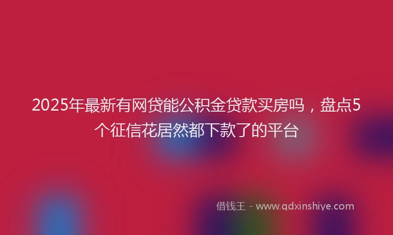 2025年最新有网贷能公积金贷款买房吗，盘点5个征信花居然都下款了的平台