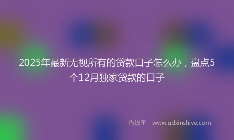 2025年最新无视所有的贷款口子怎么办，盘点5个12月独家贷款的口子